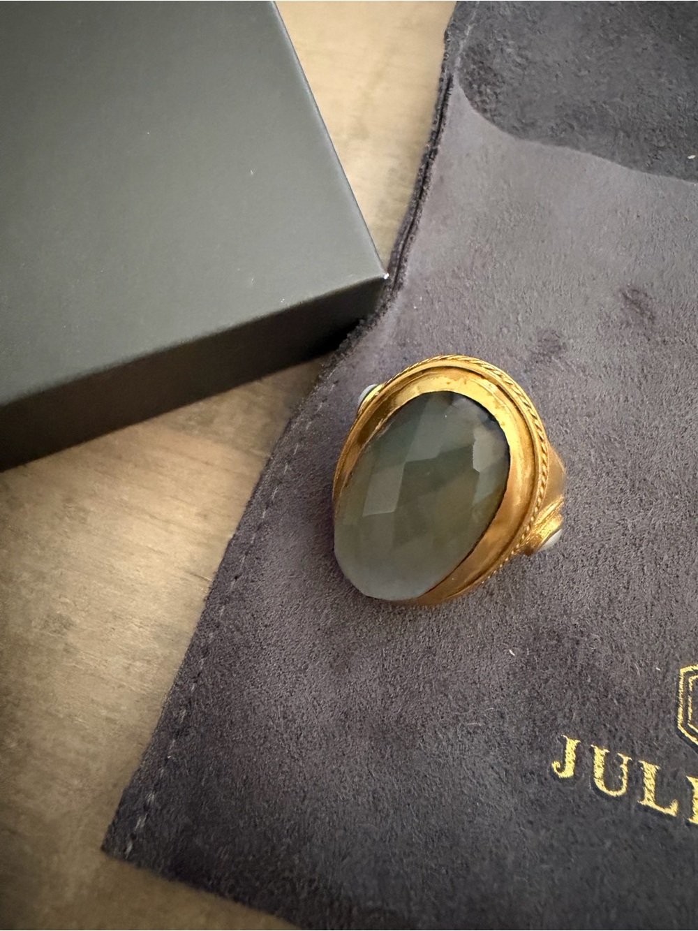 Julie Vos Gold Ring with Blue-Green Stone